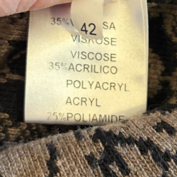 Schiffhauer cardigan sweater 42 tan black crewneck long sleeves snap closure - Picture 10 of 12